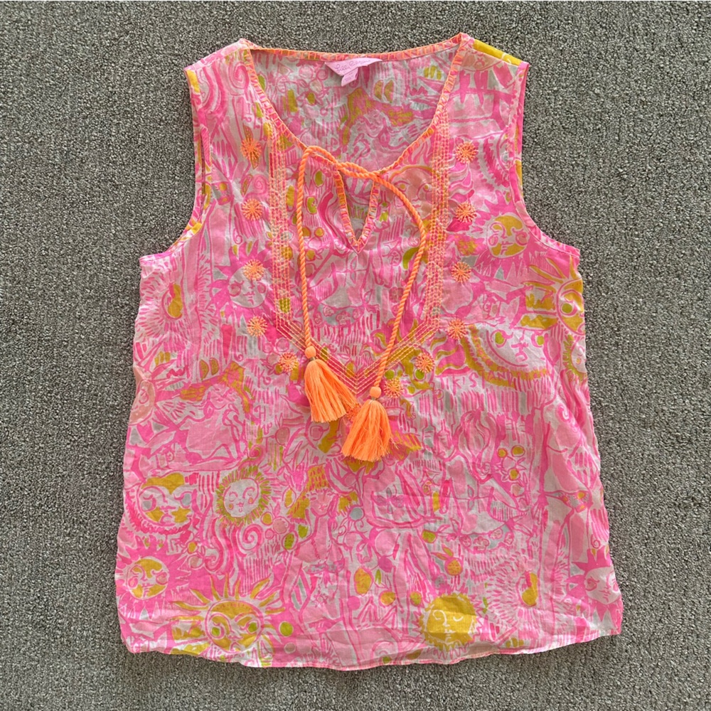 Lilly Pulitzer Pink Pout Lauren Tassel Top XS